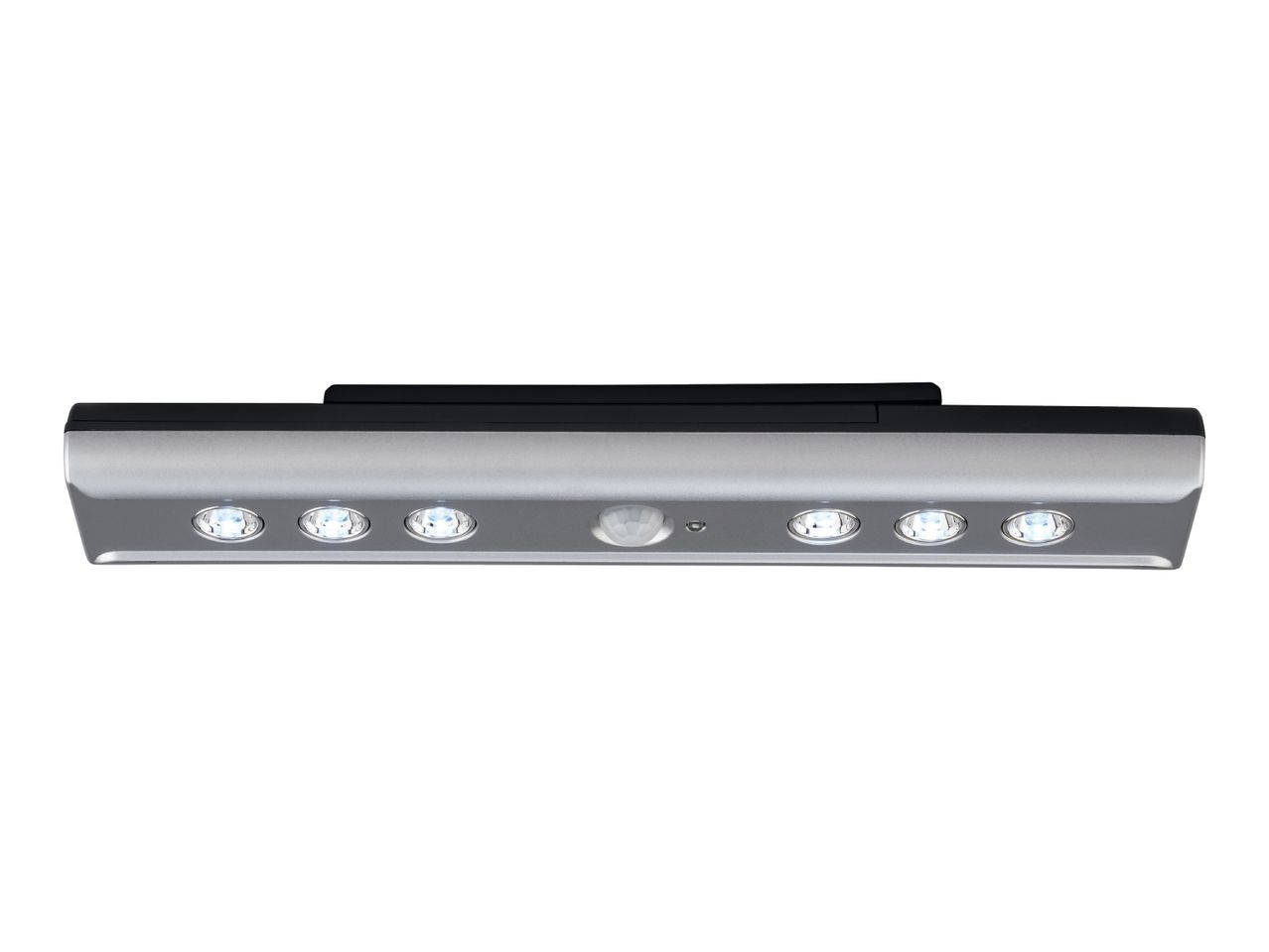 Silver LED under-cabinet light with motion sensor and six bright lights