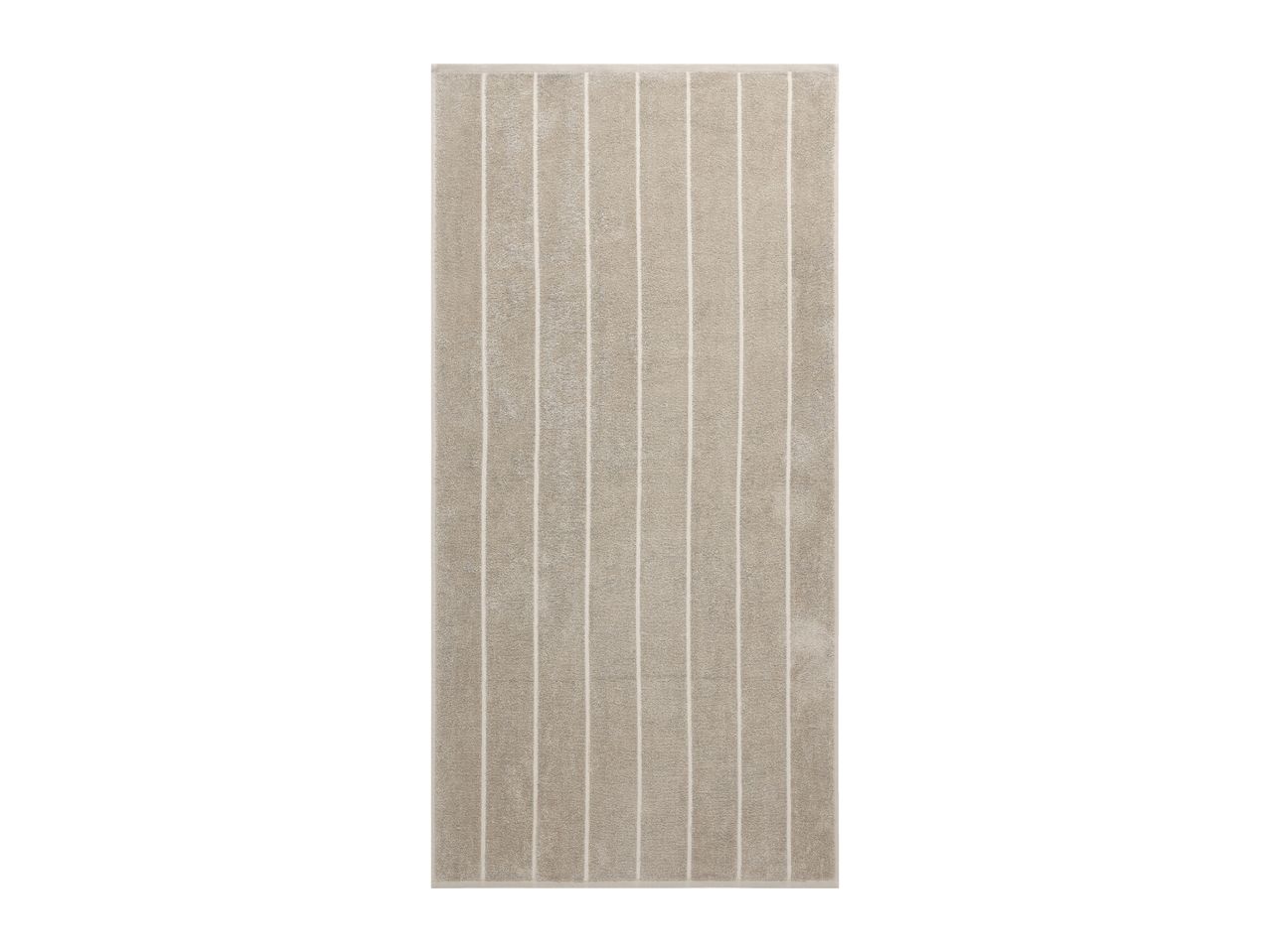 Beige striped bath mat