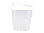A white plastic container, possibly a disposable food container or small trash can.