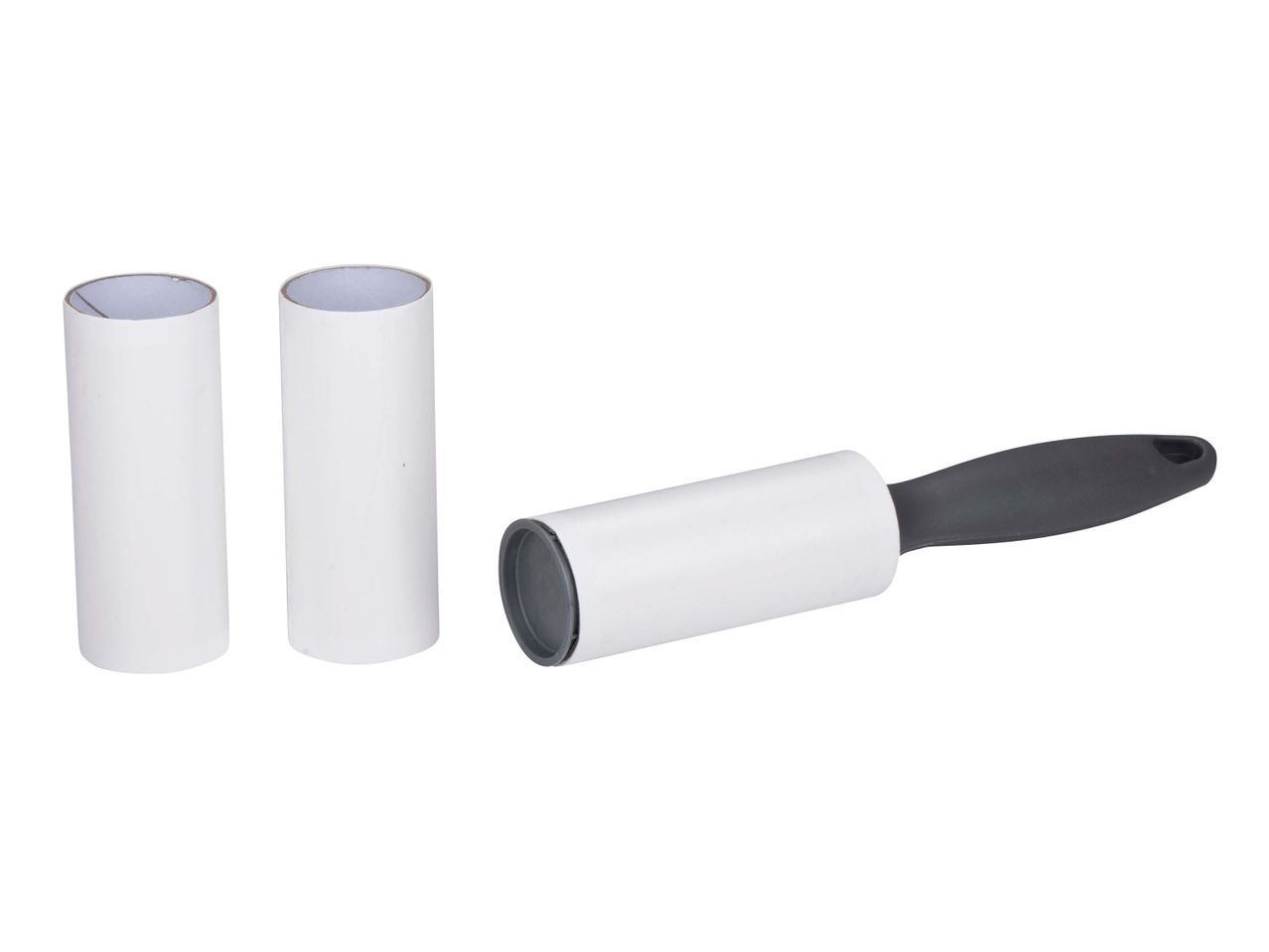 A lint roller with two replacement refills.