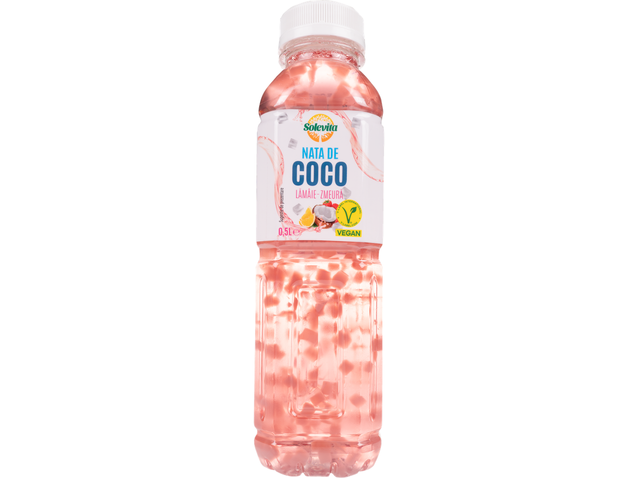 Băutură vegană cremă de cocos Solevita cu lămâie și zmeură.