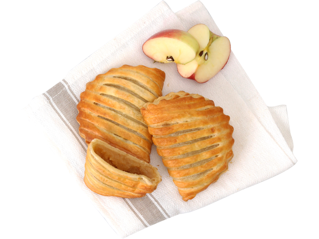 Pâtisseries aux pommes sur une serviette.