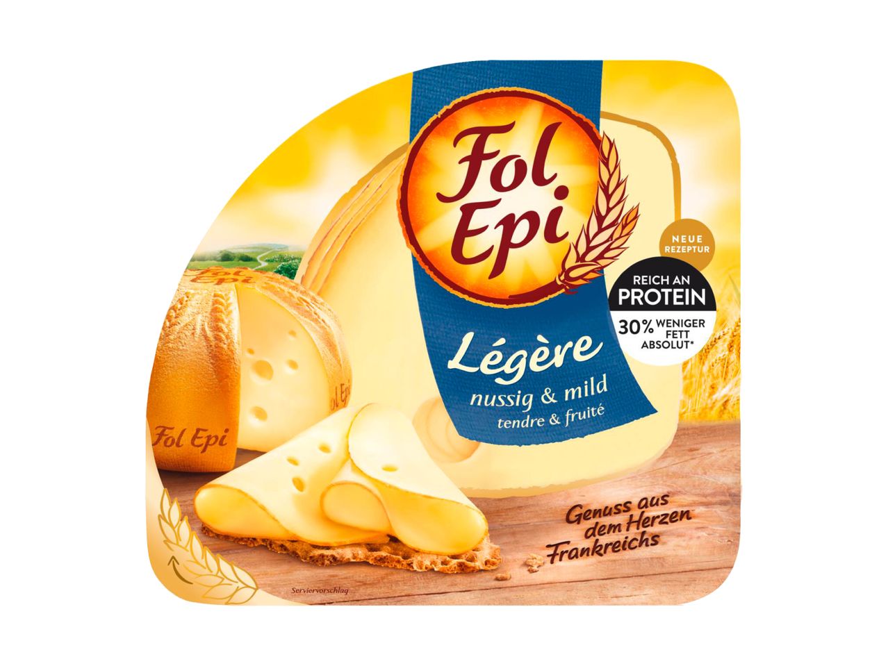 Fol Epi Légère Käse: Nussartig, mild, mit 30% weniger Fett.