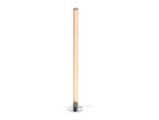 A tall, slender floor lamp with a sparkling, light-colored tube and a chrome base.