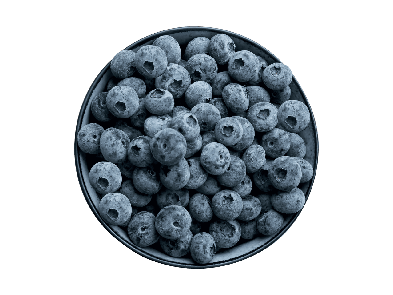 Eine Schale voller blauer Himbeeren.