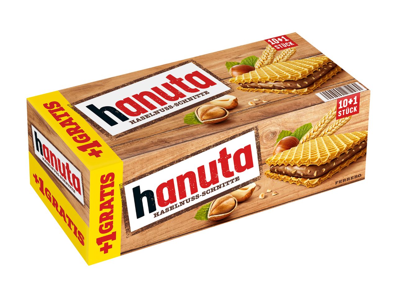 Packung Hanuta-Waffeln mit Nuss-Nougat-Creme.