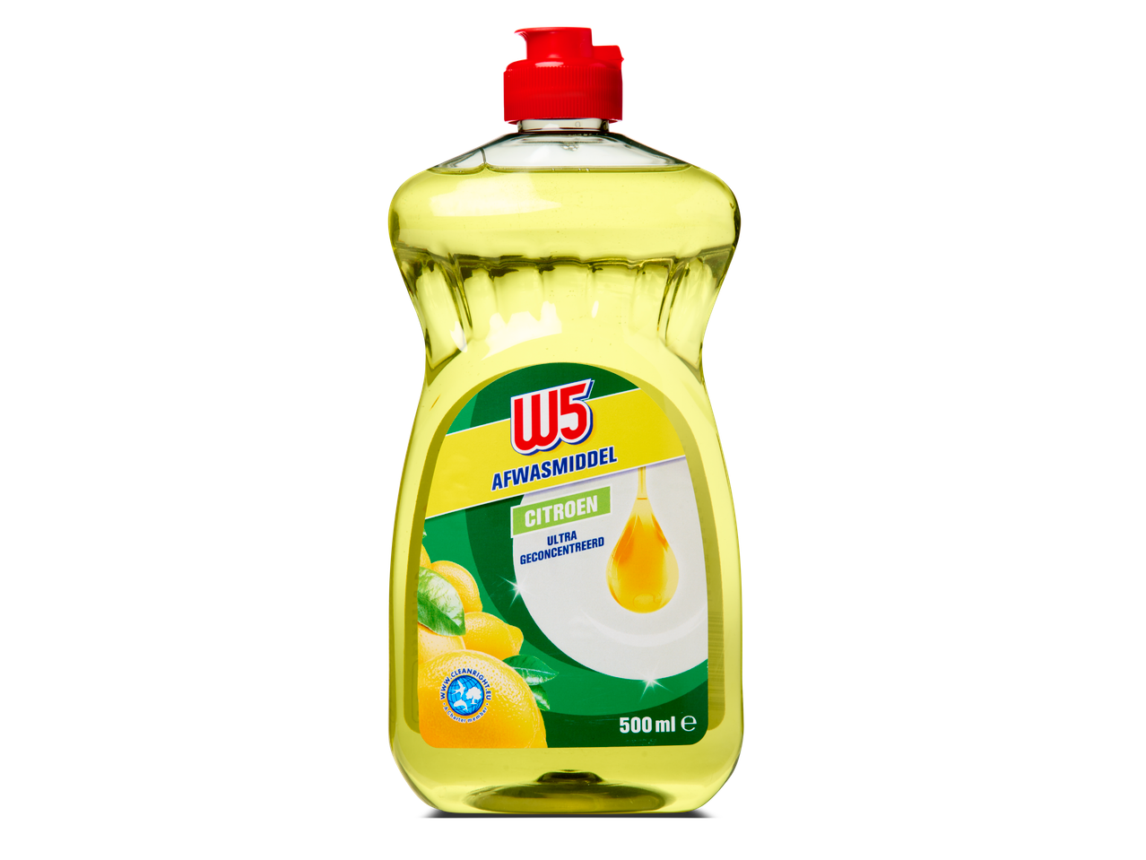 W5 afwasmiddel citroen, 500 ml fles