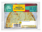 Verpakking van 4 gevouwen brioche flatbreads met bereidingsinstructies en voedingswaarden.