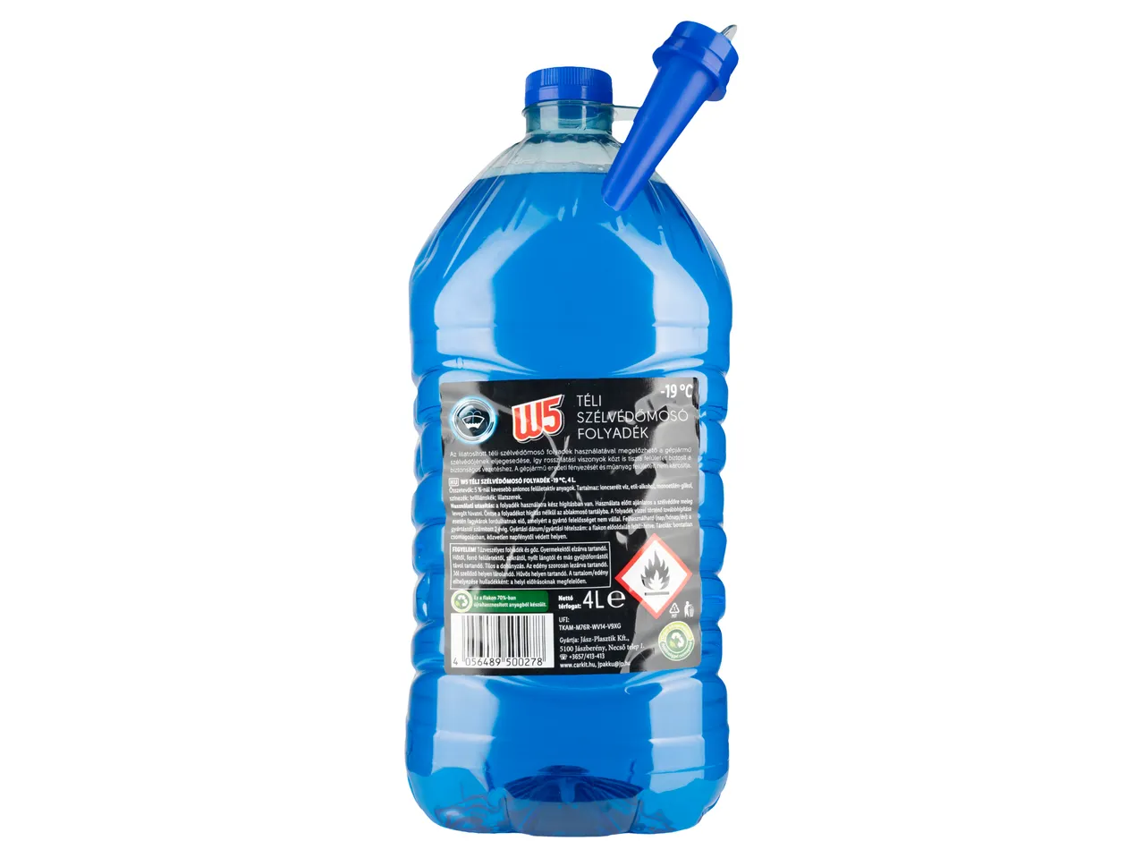 W5 téli szélvédőmosó folyadék egy 4 literes flakonban.