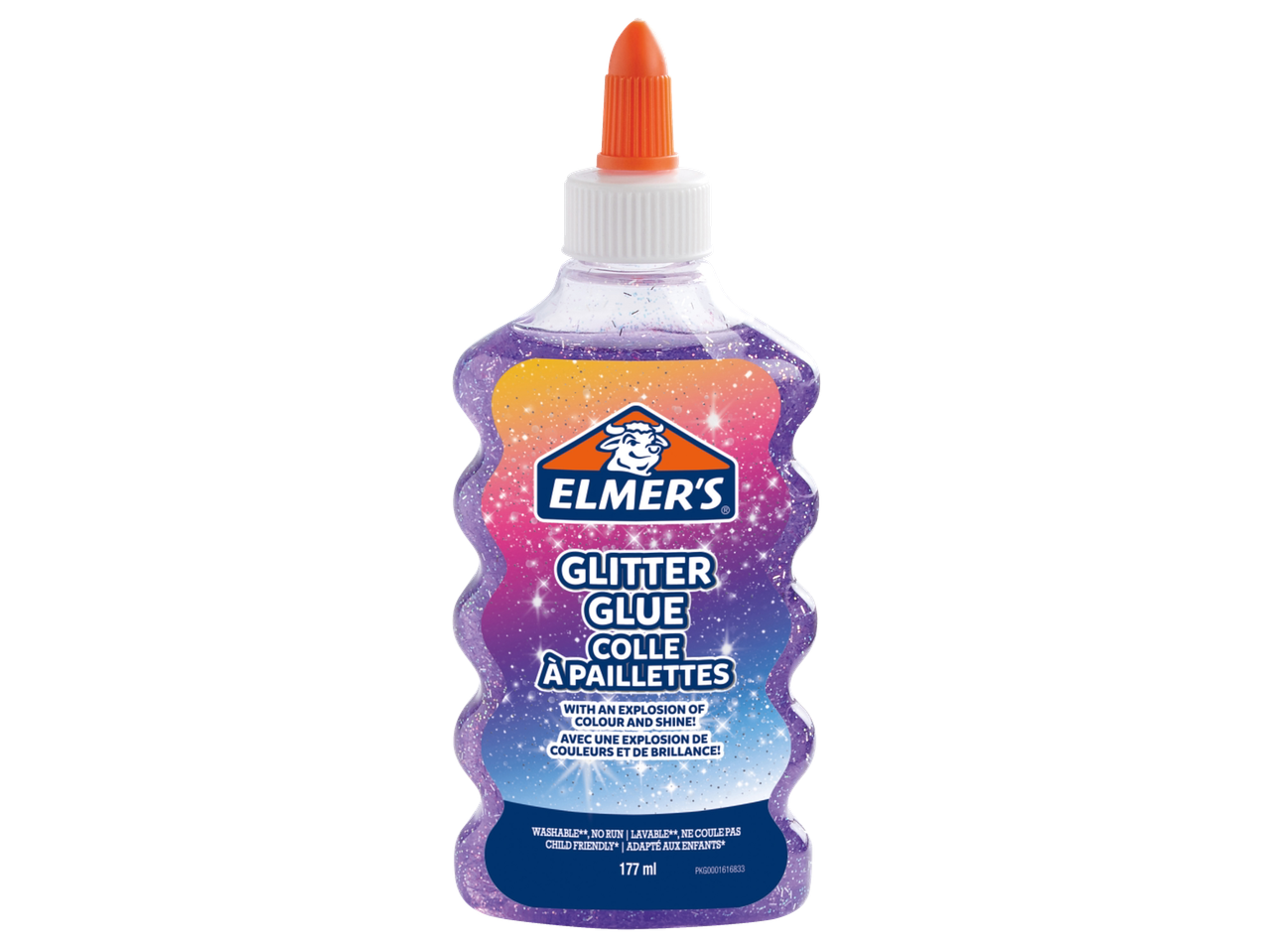 Elmer's paarse glitterlijm met kleurrijk etiket, 177 ml