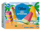 Multipack de sorvetes Gelatelli Sea Adventure: melancia, manga e picolés em camadas.