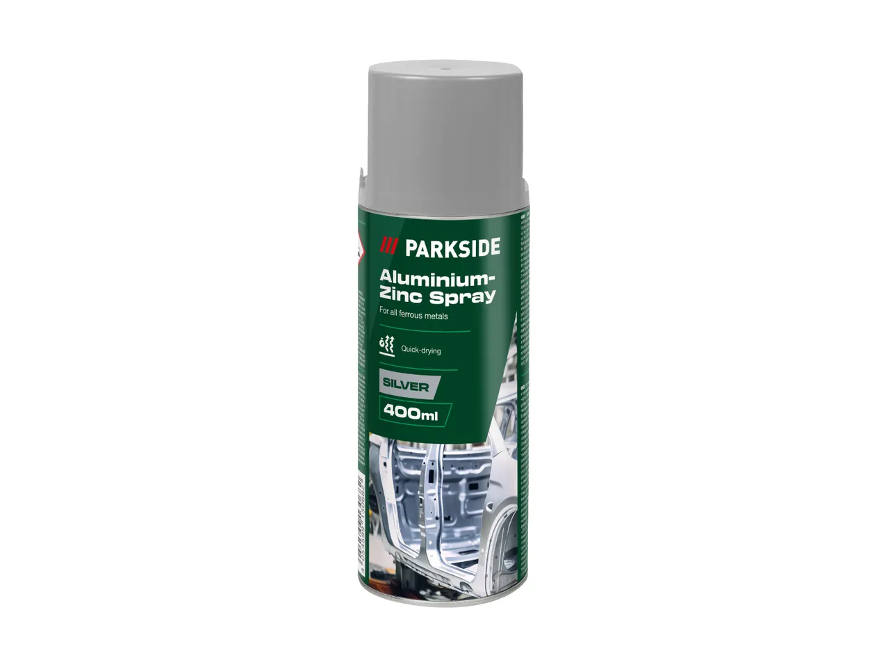 Aluminium-Zinc Spray, silver, 400ml, for all ferrous metals, quick-drying