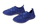 Kids' water shoes with shark print.