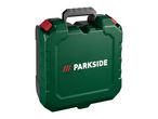 A green Parkside tool case with a handle.