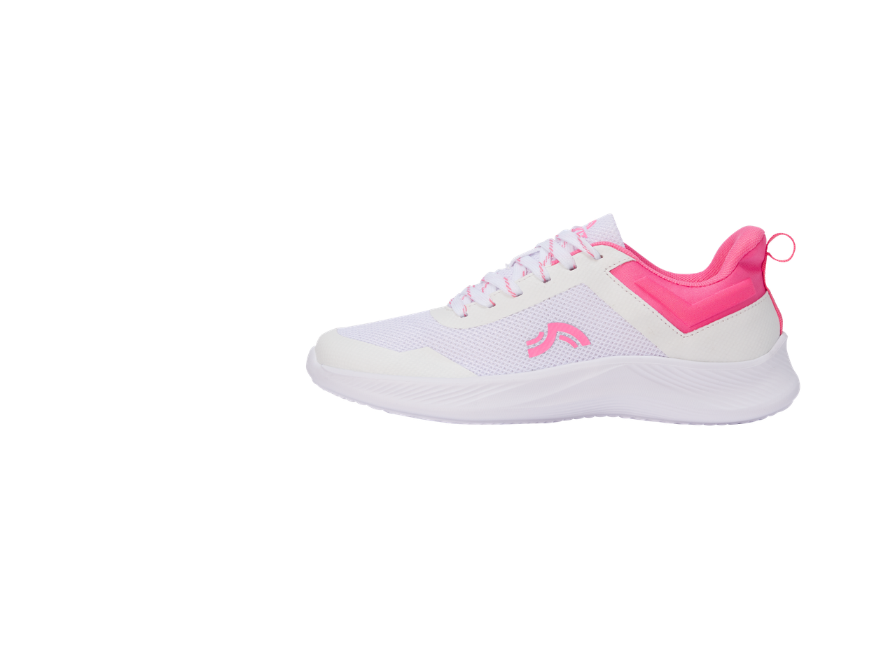 Sapatilhas brancas CRIVIT para mulher com detalhes rosa.
