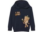 Felpa con cappuccio blu scuro con stampa 'I AM GROOT' e personaggio Groot.