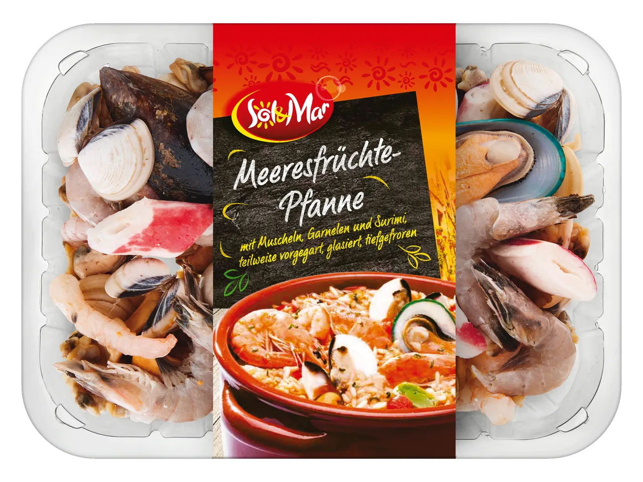 SolMar Tiefkühl-Meeresfrüchte: Garnelen, Muscheln, Fisch.