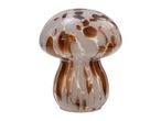 Mushroom-shaped glass table lamp with white and brown mottled pattern