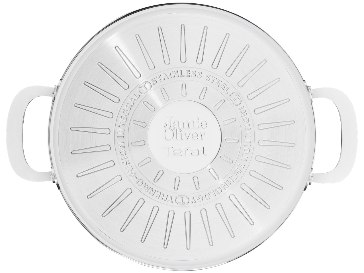 Baza cratiței Jamie Oliver by Tefal cu tehnologie de inducție din oțel inoxidabil.
