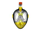 Yellow and black full-face snorkeling mask with an orange snorkel