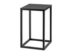 Black metal side table with a square top and open frame