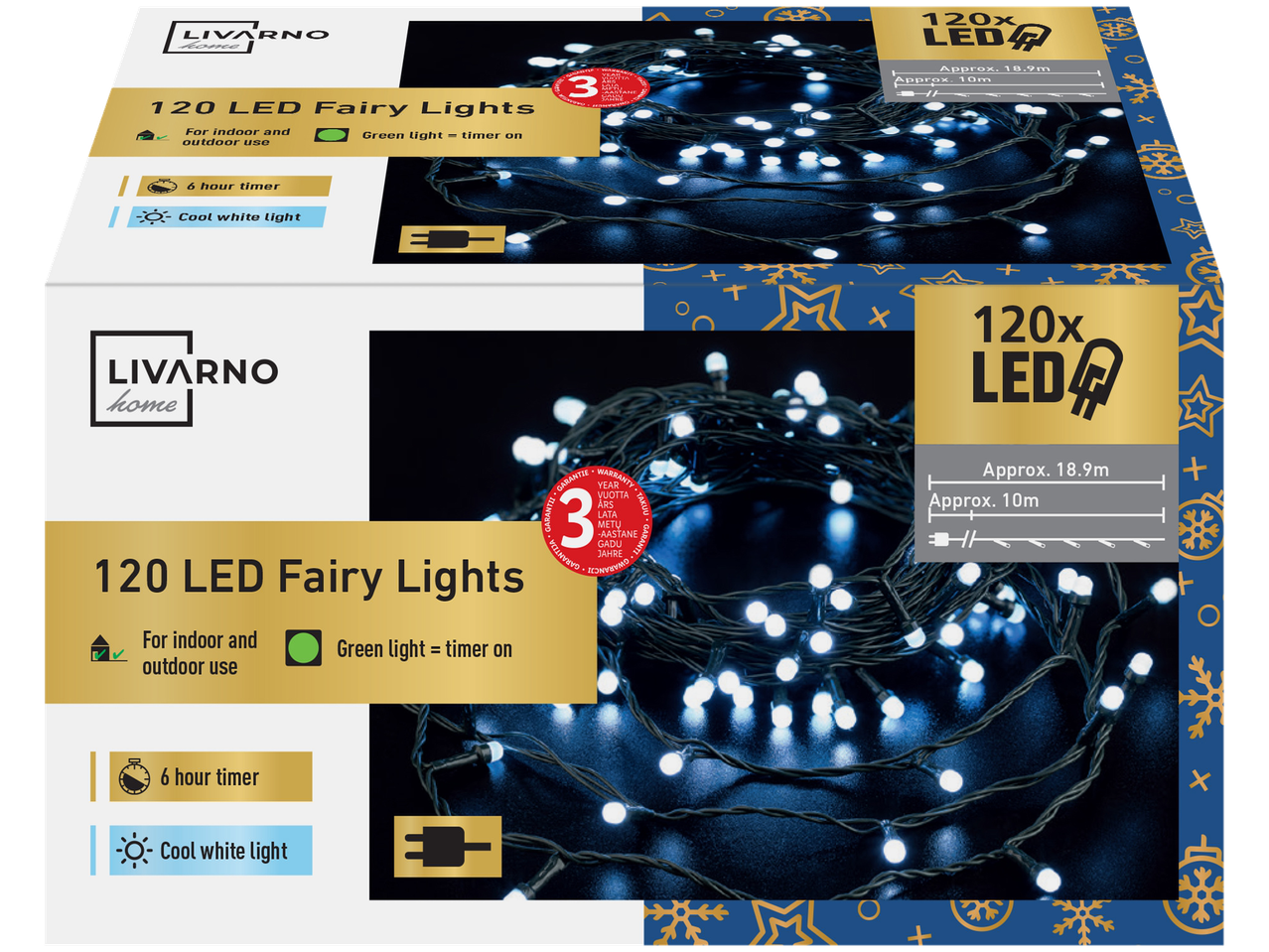 LIVARNO home 120 LED virtene ar taimeri iekštelpām un āra lietošanai