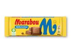 Gul chokoladebar med mælkechokolade og et stort blåt 'M' på emballagen.