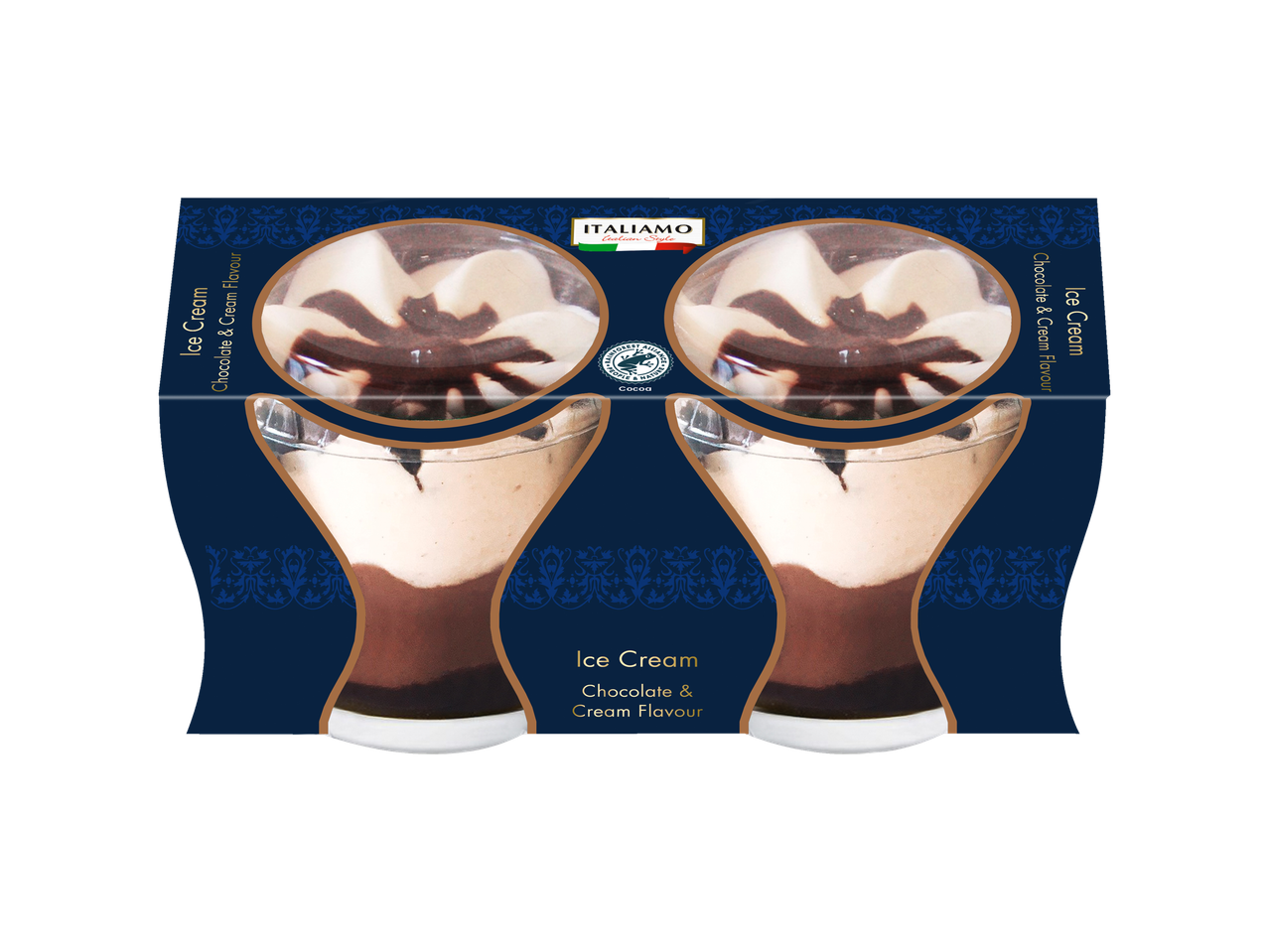 Italiamo ijs: chocolade en room, Italiaanse stijl.