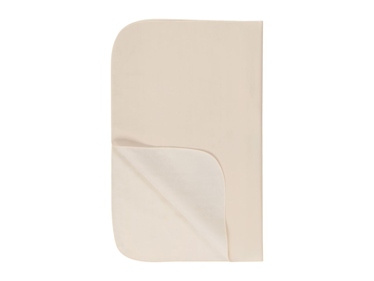 Folded beige fitted sheet with rounded corners