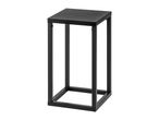 Black metal plant stand with a square top and base