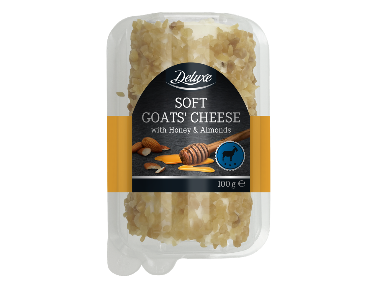 Brânză de capră moale Deluxe cu miere și migdale, 100g.