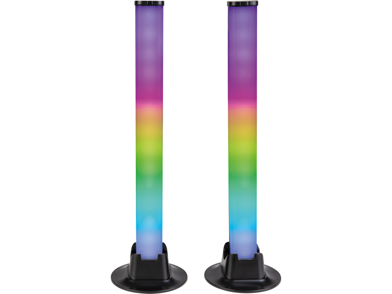 Livarno LED-Lichtleisten-Set, das einen Farbverlauf von Lila zu Blau zeigt