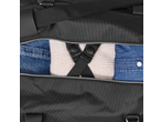 Mala de viagem ESMARA Soma aberta com jeans e camisola dobrados, alças de compressão