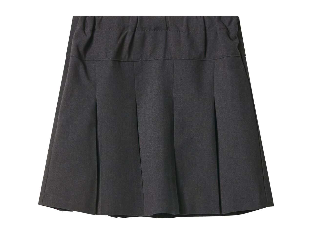 Dark grey pleated school skirt with an elasticated waist.