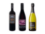 Tre vinflasker: Valpolicella Ripasso, Pinot Noir og Crémant d'Alsace.