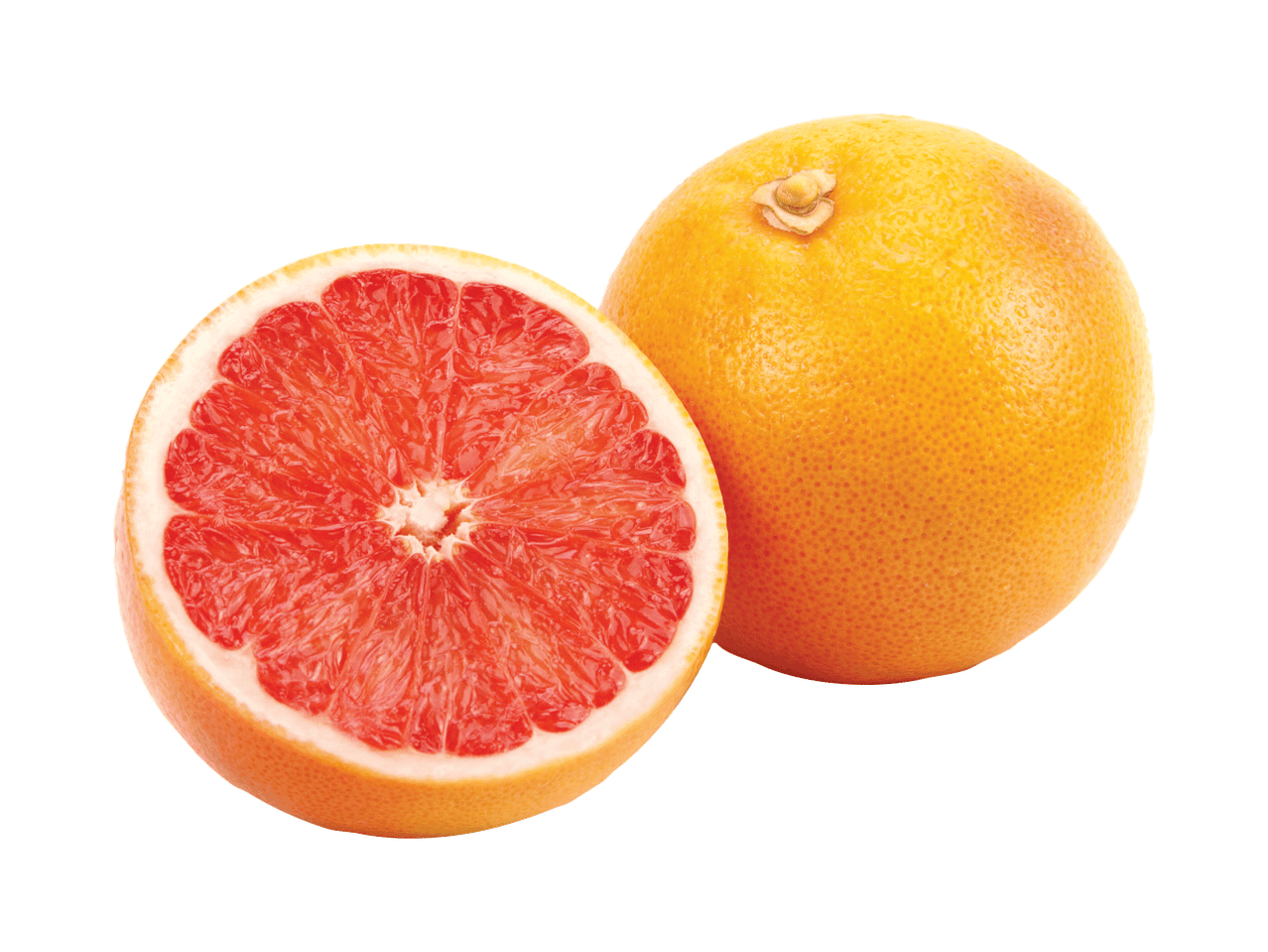 Punane greip, terve ja pooleks lõigatud.