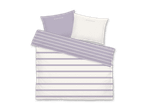 Tom Tailor Bettwäsche-Set mit gestreiftem Bettbezug und zwei Kissenbezügen in Lila und Weiß