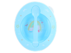 Blue children's tableware set with Peppa Pig design and spoon