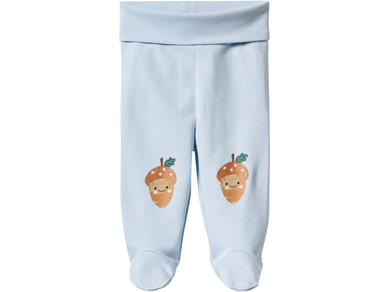 Pantaloncini per neonato color azzurro cielo con stampa di ghiande stilizzate.
