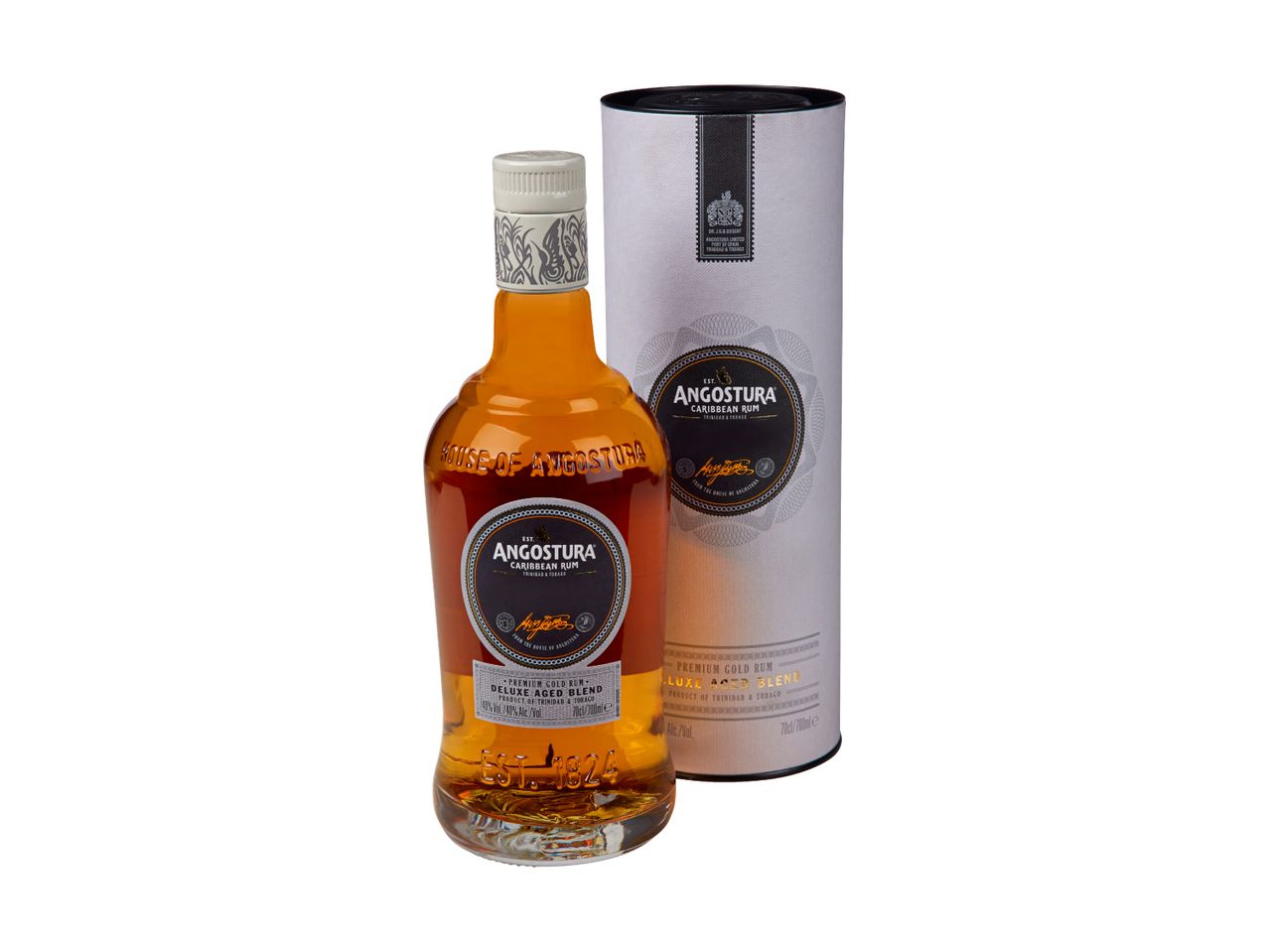 Bottiglia di whisky nella sua confezione regalo.