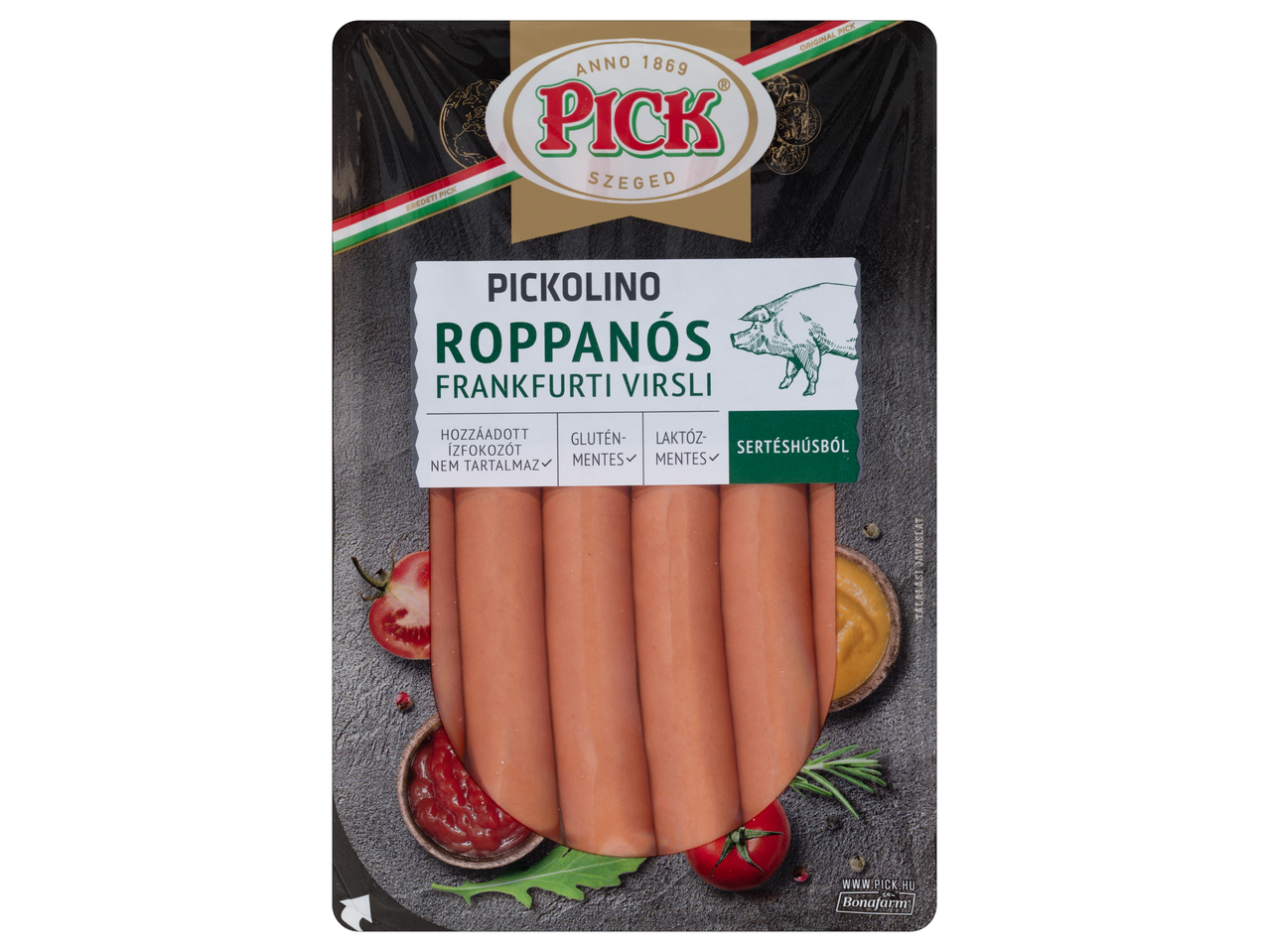 Pickolino roppanós virsli a Picktől, fűszerekkel.