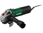 Polizor unghiular Parkside® verde și argintiu, cu mâner negru și cablu.