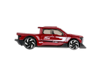 Um caminhão de brinquedo Hot Wheels Ford F-150 Lightning vermelho.