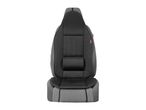 Black and gray car seat cover with a lumbar support pillow