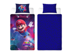 Σετ παπλωματοθήκης Super Mario Galaxy Movie, με τον Mario σε γαλαξία και μπλε μοτίβο.