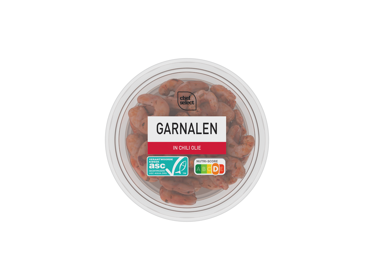 Chef Select garnalen in chiliolie; ASC-gecertificeerd.