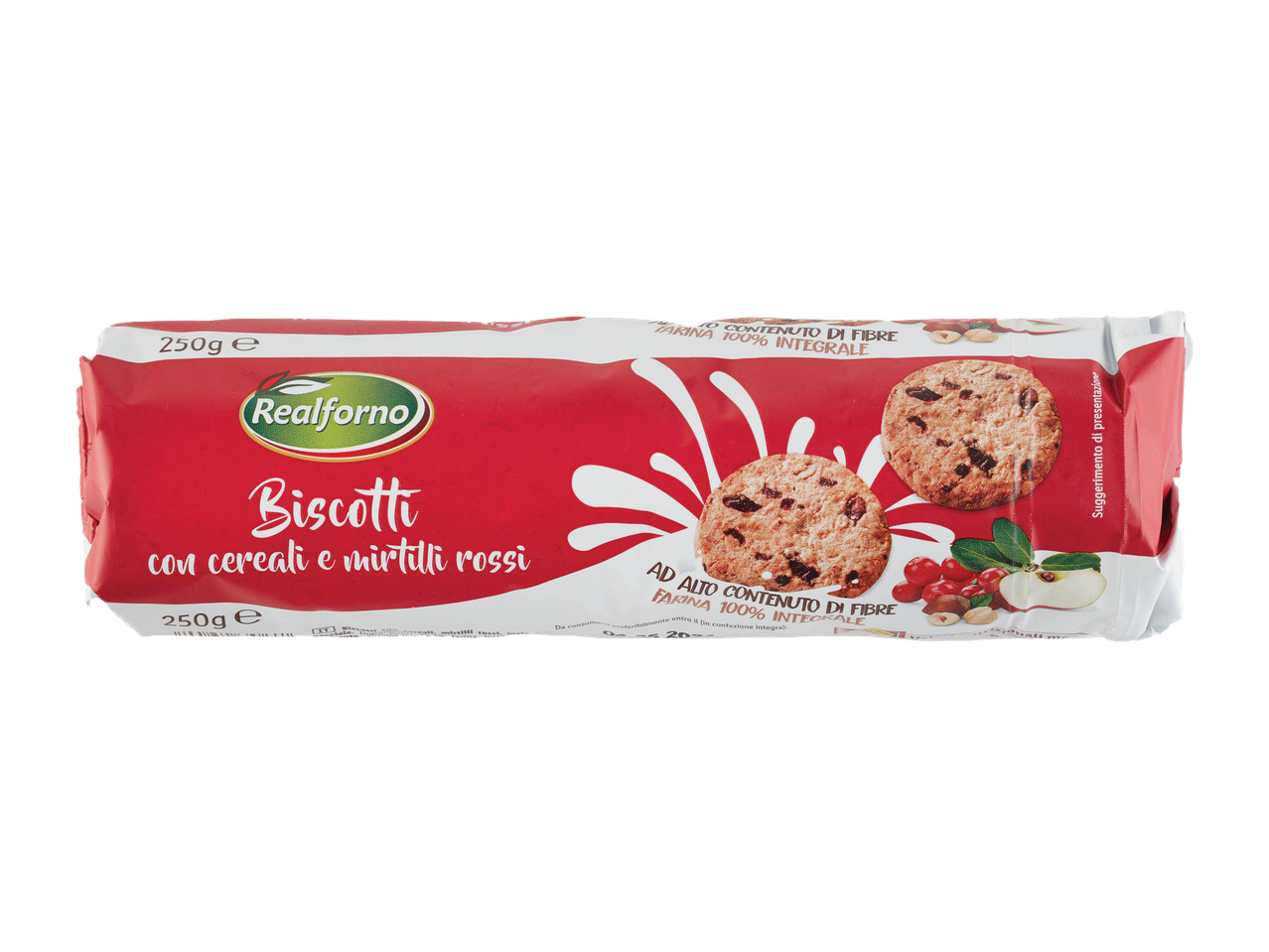 Biscotti ai mirtilli e noci Bauli in confezione.