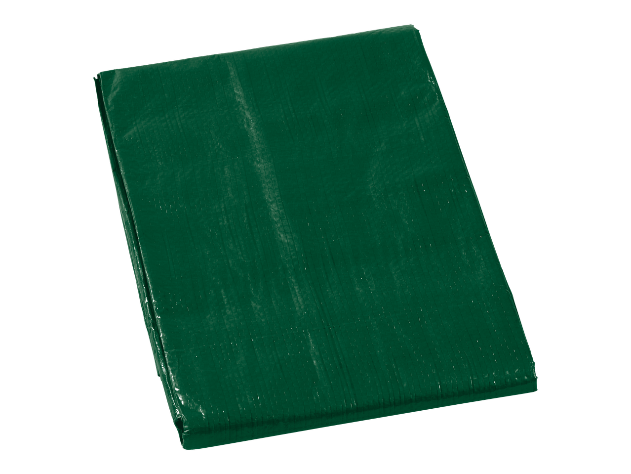 Folded green tarpaulin, ideal for covering and protecting items.
