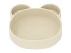 Cream-colored bear-shaped baby bowl with ears and a subtle face design.