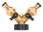 Parkside® mesingani Y-razdelnik za baštenska creva sa dva ventila za zatvaranje.